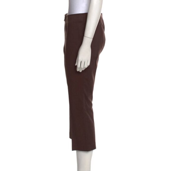 Tory Burch Straight Leg Pants Women's Size 8 Brown Cropped Mid Rise Casual Zip - Picture 2 of 12